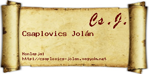 Csaplovics Jolán névjegykártya