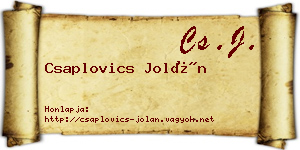 Csaplovics Jolán névjegykártya