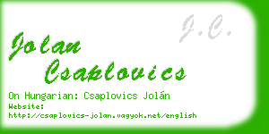 jolan csaplovics business card